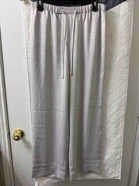 Banana Republic Wide Leg Drawstring Pants in Light Gray/ Silver Color